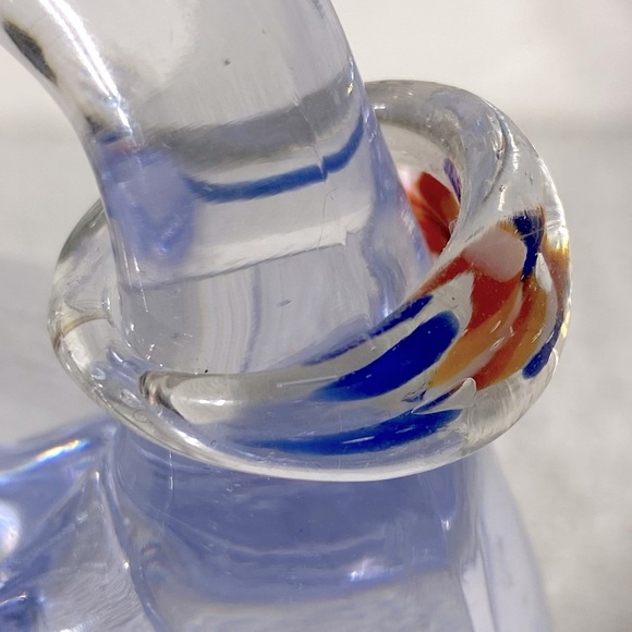 Vintage Art Glass Handmade Red Orange Blue Band Ring - Picture 5 of 11